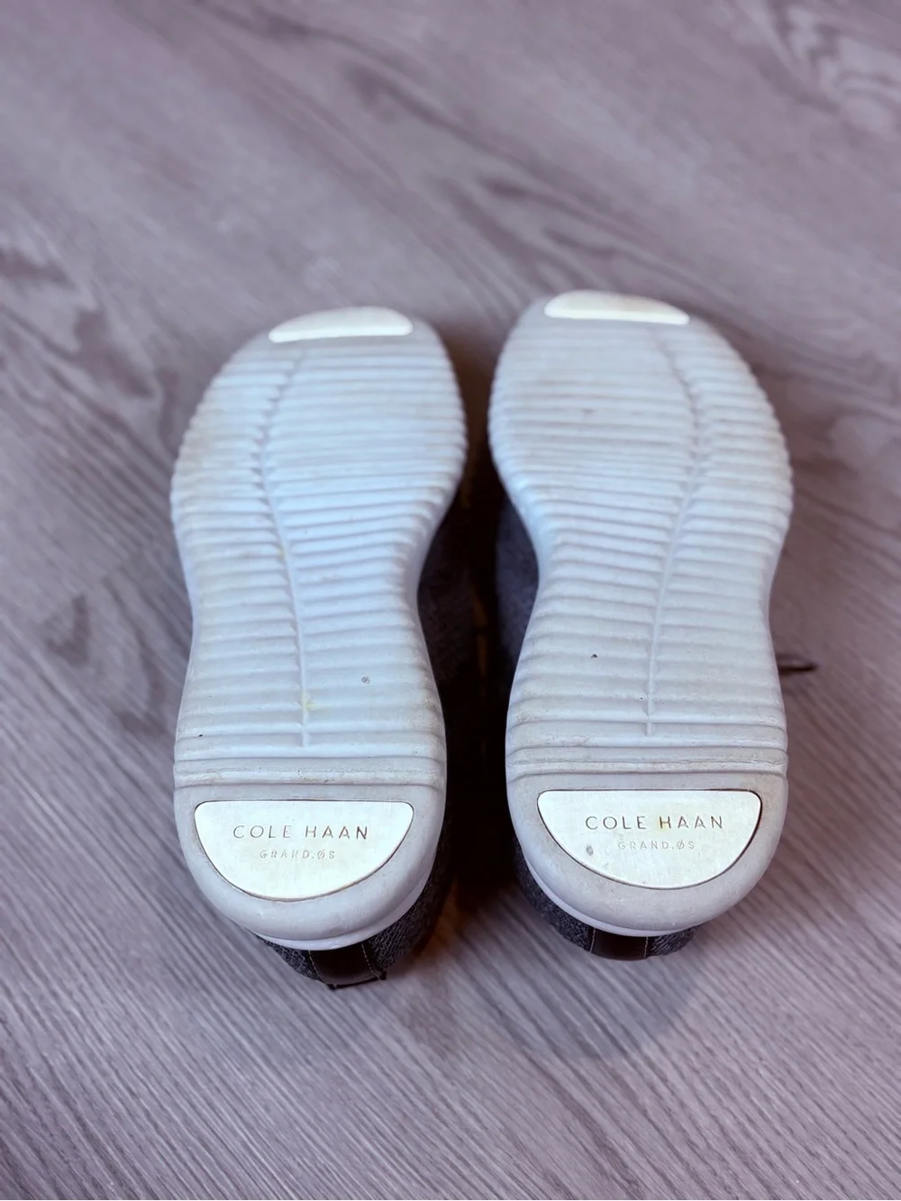 Cole Haan Zerogrand Gray Knit Derby Shoes with White Sole